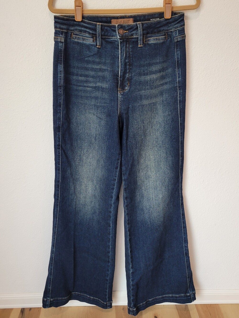 Judy Blue Womens 11/30 Retro Wide Leg Jeans Dark Wash High Rise
